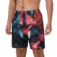 thumbnail image 1 of Balery Red Flame Wolf Head Bañador para hombre, shorts de playa de secado rápido con entrepierna y forro de compresión-3X-Large, 1 of 6