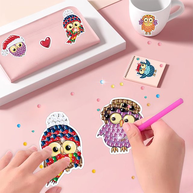 Juego de 6 pegatinas de mosaico de gemas pintura por números pegatinas de pintura de diamantes