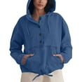 thumbnail image 4 of Veste en Denim Utilitaire à Capuche, Boutonnée à l'Avant, Manches Longues, Chandail à Enfiler, Coupe Ample, pour Tenue de Rue Décontractée, 4 of 8