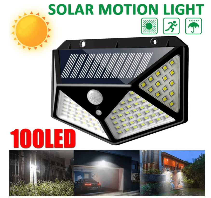 100 LED Solar Powered Light Outdoor Wireless Motion Sensor Wall Yard Garden Lamp 