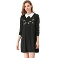 thumbnail image 5 of MODA NOVA Junior's Contrast Collar Flare Hem Above Knee Dress, 5 of 8
