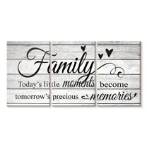 Elephant Stock Family Moments Typography Wall Art - Horizontal Multi Panel Canvas - Living Room Wall Decor - Inspirational And Typography Multi Panel - Gray And Black Decor - 38" x 18"