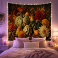 thumbnail image 2 of Autumn Pumpkins and Dahlias on Dark Backdrop, Moody Vintage for Nature Lovers, Classical Still Life Art, Thanksgiving Gift Tapestry Wall Hanging for Living Room and Bedroom, 2 of 7
