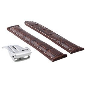 22MM LEATHER STRAP BAND DEPLOY CLASP BUCKLE FOR ORIS ARTIX CHRONO WATCH BROWN WS