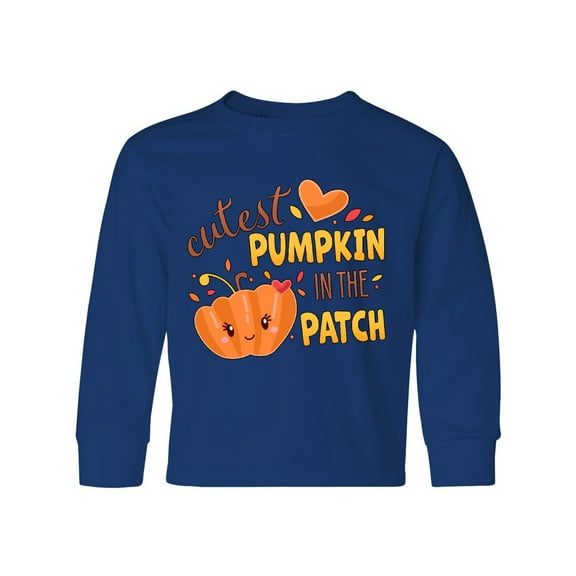 Inktastic Cutest Pumpkin in the Patch with Orange Heart Long Sleeve Youth T-Shirt