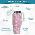 thumbnail image 2 of 30 oz Tumbler with Lid and Straw Christmas Snowflakes Pink Water Bottle Insulated Cup with Handle, Stainless Steel Water Cup Fits in Car Cup Holder, 2 of 6