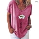 thumbnail image 1 of Camiseta Mujer Jumpingount Cuello en V Estampado Flores Rosa 3XL, 1 of 3