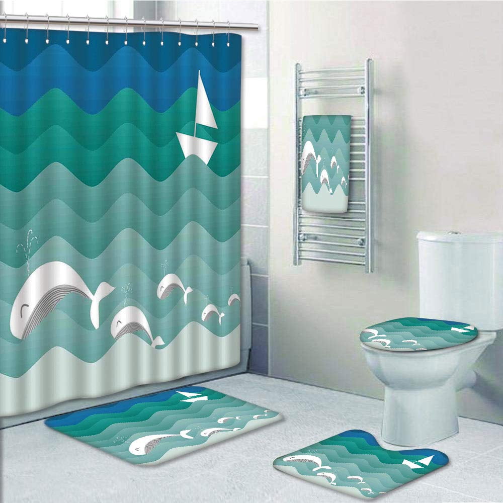 Details about   Bullfinch and Spring Plum Shower Curtain Toilet Cover Rug Mat Contour Rug Set 