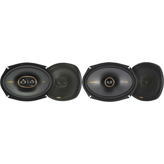 Kicker 51KSC69304 KS-Series 6x9" 3-way Speakers with 1" and .75" tweeters w/ 51KSC6904 6x9" 2 Way Coaxial Bundle