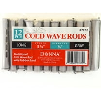 Donna 3/8" Long Cold Wave Gray Hair Perming Rods, 12 Count