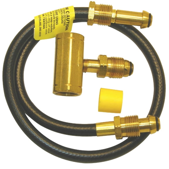 Mr. Heater 2-Tank Hook-Up Kit with Tee and 30-Inch Hose Assembly with P.O.L. Male Ends — Garden & Landscape Use, Standard Connection