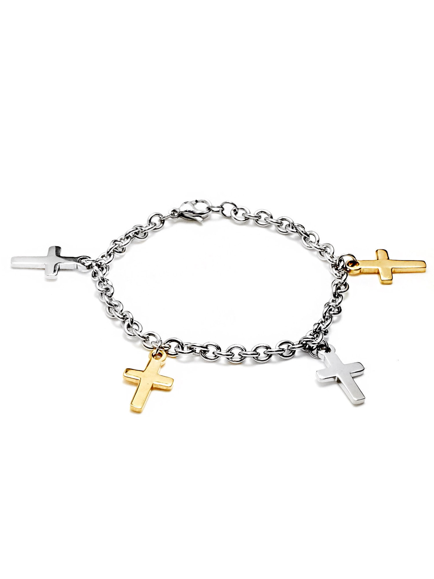 gold and silver cross bracelet