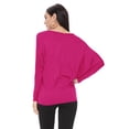 thumbnail image 3 of Women's Solid Long Sleeve Dolman Draped Loose Fit Knit Tunic Top S-3XL, 3 of 3