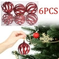 thumbnail image 7 of AYktou 6 Pcs Christmas Ornaments Balls, 2.3 Inch Wavy Grain Hollow Sphere Hanging Pendant Glittering Christmas Tree Decoration Set Christmas Balls Hanging Ornaments for Living Room Party Decor, Red, 7 of 7