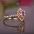 thumbnail image 3 of beryl_creation 2.70 Ctw Oval Cut Pink Sapphire & Diamond Wedding Anniversary Engagement Halo Ring 14K Yellow Gold Plated 925 Sterling Silver 925 Sterling Silver -8, 3 of 4