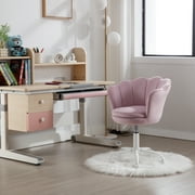 Guyou Kids Desk Chair, Velvet Rolling Swivel Children Chair, Adjustable Student Task Chair, Petal Type Backrest Vanity Chair for Bedroom Dormitory Children Gifts, Light Purple