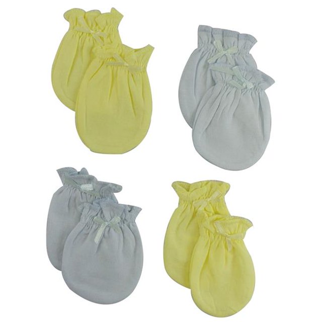 Mitaines pour Bébé, Bleu & Jaune - Lot de 4