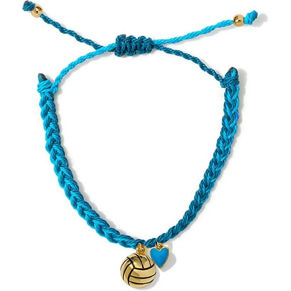 Volleyball Heart Gold Charm Bracelet 100% Waterproof Adjustable Friendship Jewelry Gift Teams