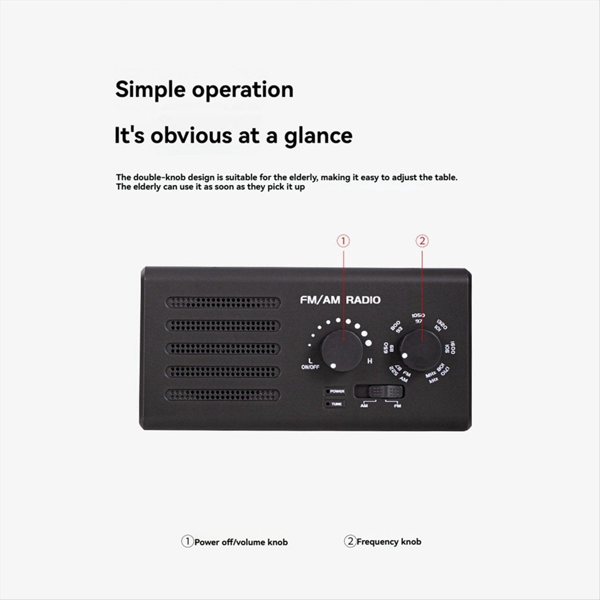 Portable AM/FM Radio Transistor Radio Loud Speaker Large Tuning Knob Headphone Jack for Home Outdoor Emergency, US PLUG,1 x AM/FM Radio 1 x USB cable 1 x Power plug,Black
