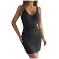 thumbnail image 3 of Sentmoon Work Dress Delightful Sleeveless V Neck Semi Formal Wedding Guest Dress 2026 Summer Solid Color Regular Fit Plus Size Spring Dresses for Work and Weekend Black XL, 3 of 6