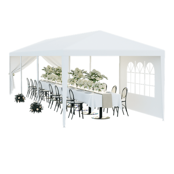 SuperDeal Gazebo Canopy Party Wedding Tent Removable Walls White 10 x 30 ft