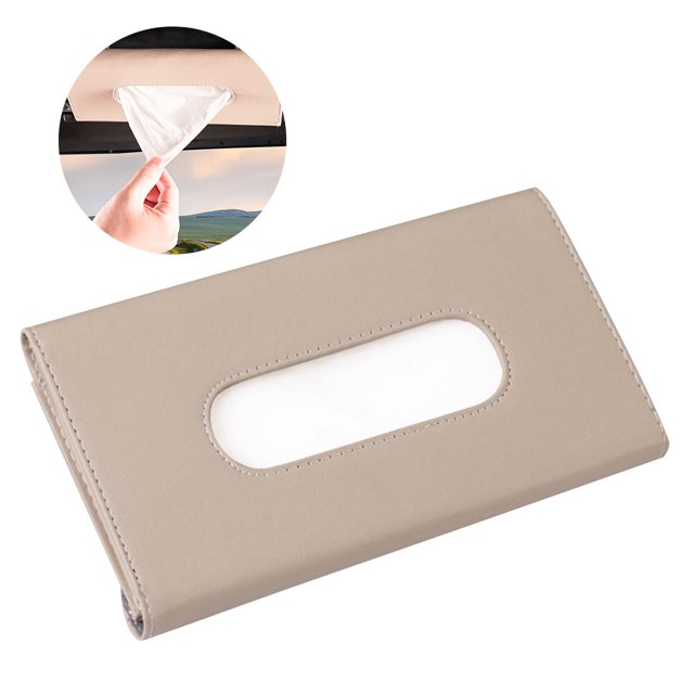 Scienceny Universal Car Box Holder Sun Visor Hanging Paper Towel Case Seat Back Automoción decorativa y accesorios beige Scienceny VI000236-02