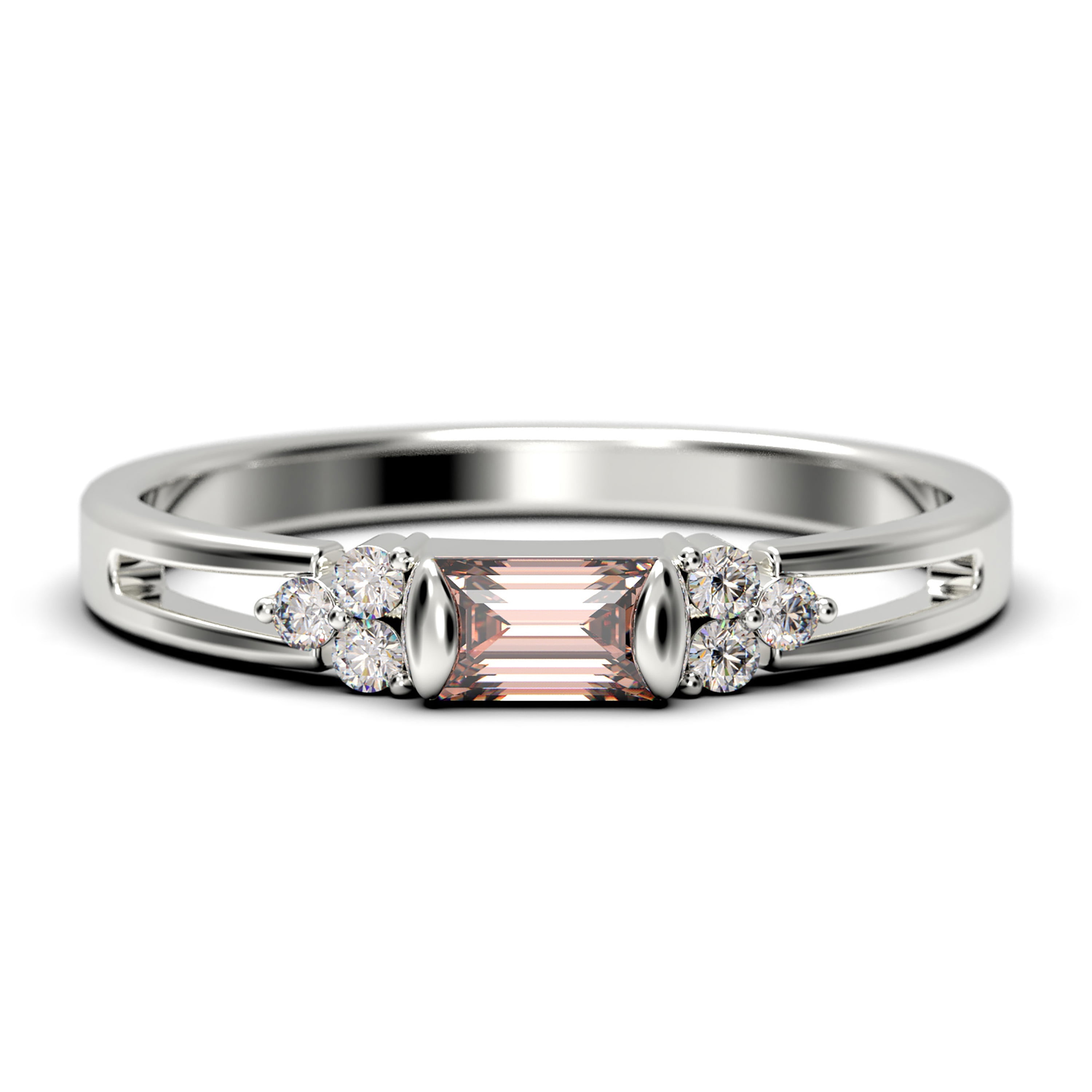 Christmas Gift Wedding Anniversary Ring Classic Designer Ring Double Diamond Shank Ring For Her 14K Solid Gold Moissanite Ring