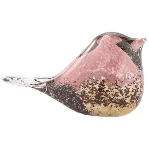 CC Home Furnishings 6.5" Pink and Brown Glass Bird Figurine Tabletop Decoration