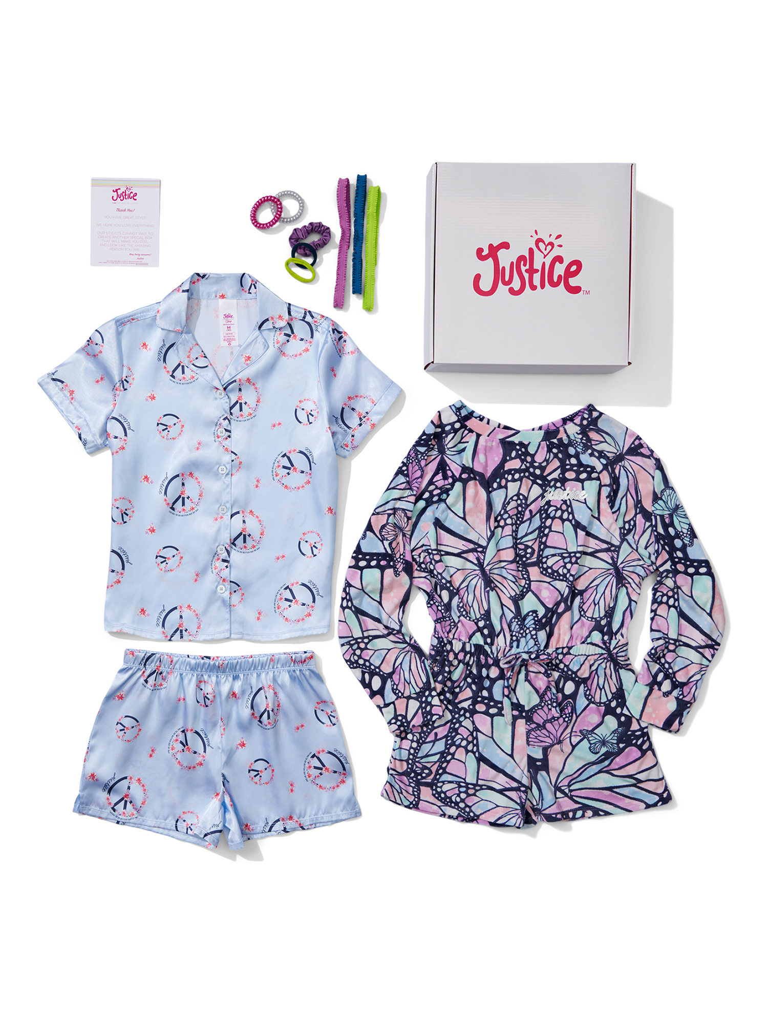 Justice Girls Sleep Gift Box 4 Piece Set including 2 Piece Coat Set
