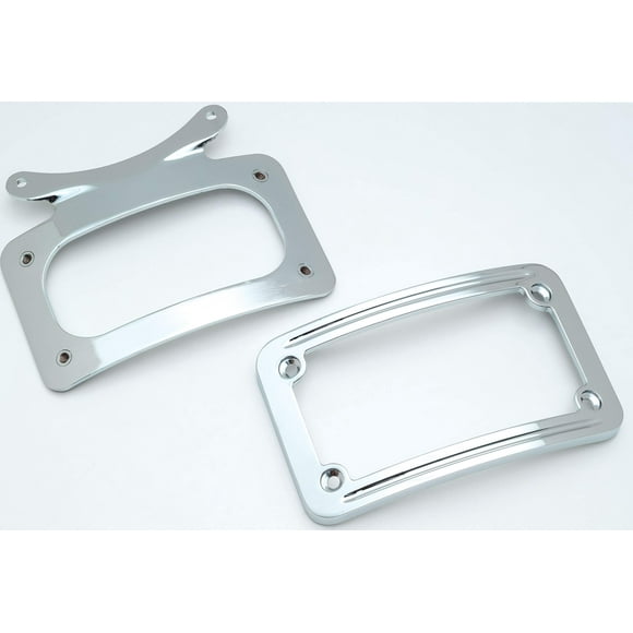 Kuryakyn 3162 Moto Accent Accessoire: Cadre de Support de Plaque d'Immatriculation Incurvé sur la Barre Lumineuse de Style Bullet pour Motos Harley-Davidson 1986-2019, Chrome