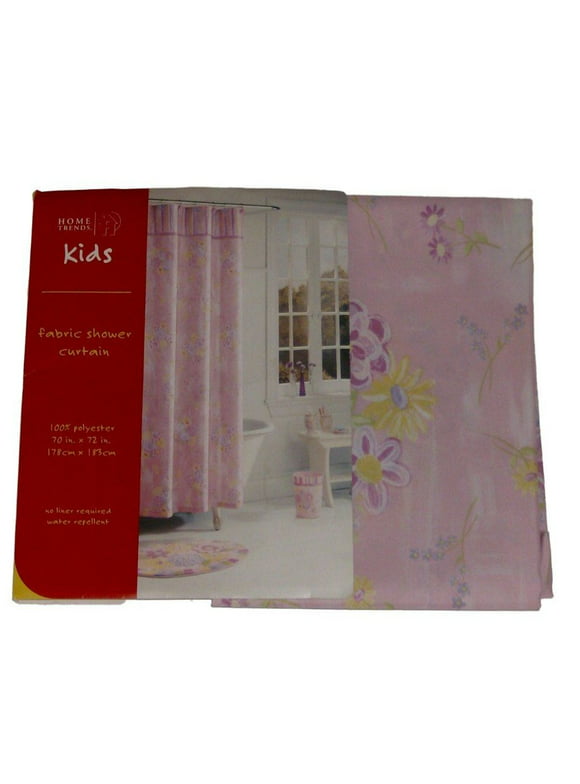 Home Trends Pretty Pink Floral Fabric Shower Curtain Delicate Flowers