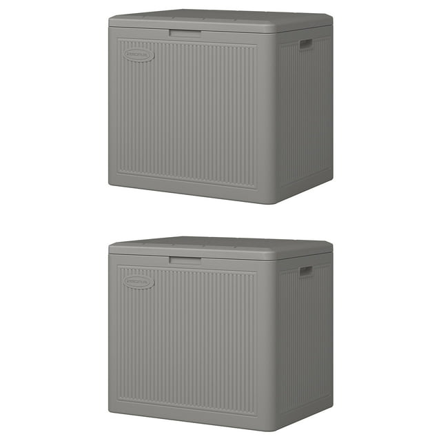 Suncast Boîte de Rangement Extérieure pour Patio 22 Gallons, Stoney (2 Pack)