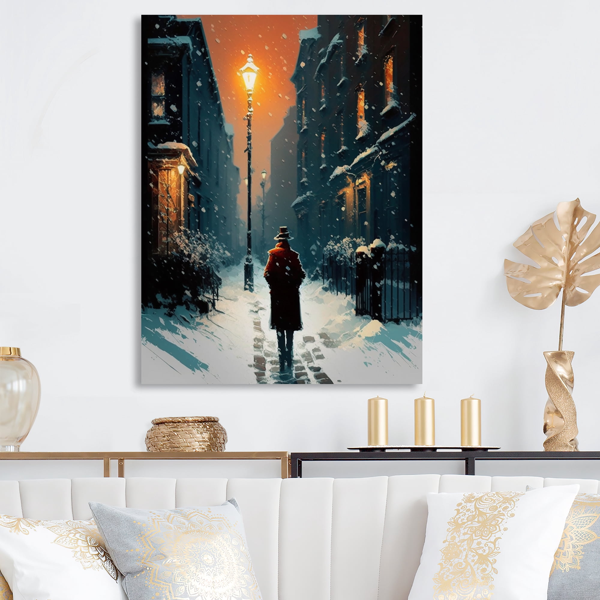 Designart City During The Winter I Canvas Wall Art