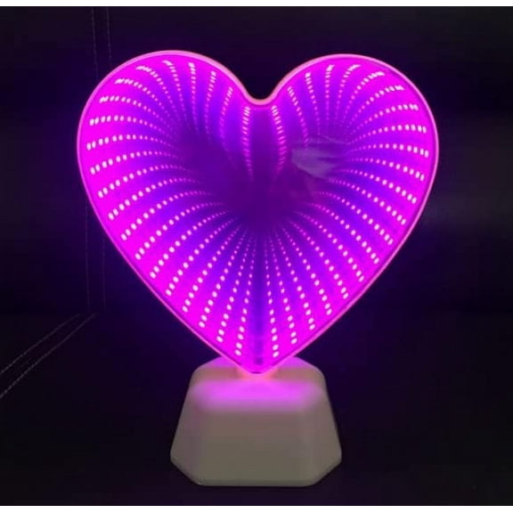 Huiyi 3D Mirror Night Light, Tunnel Light 3D Mirror Light,Infinity Mirror Tunnel Light, LED Mirror Tunnel Night Light for Bedroom/Party/Home Decor (Red Heart)