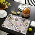 thumbnail image 3 of Pioneer Flower Floral Print Pattern Summer Placemats Table Placemats Set Of 6-Linen Kitchen Washable Placemats Table Mats 12x18 Inch Non-Slip Heat Resistant, 3 of 5