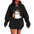 thumbnail image 3 of Xdegoge Halloween Hoodies for Women Cute Ghost with Pumpkin Drink Graphic Sweatshirts Pullover Long Sleeve Hooded Drawstring Sweat Shirts with Kangaroo Pocket Vintage Holiday Party Clothes, 3 of 6