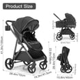 thumbnail image 2 of Gromast 3-in-1 Baby Stroller with Bassinet Mode, Convertible Bassinet Stroller for Newborn Infant Toddler with Reversible Seat, UPF 50+ Canopy & Cup Holder - Black, 2 of 8