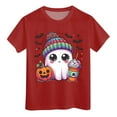 thumbnail image 4 of HCNTES Toddler Halloween Shirt Baby Boy Girls Ghost Pumpkin Tshirts Kids Fall Spooky Season Short Sleeve Tee Tops(6-7 Years,O191-Red), 4 of 5