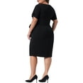 thumbnail image 4 of DARING DIVA Plus Size Vintage Belted Tie Pencil Casual Events Dress 3X Black, 4 of 6