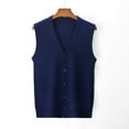 thumbnail image 4 of Kureaily Men's Wool Blend V Neck Knit Cardigan Vest Wool Sweater Colour Blocking Casual Versatile Sleeveless Shirt Vest, 4 of 5