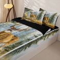 thumbnail image 3 of Castle Fairy Watercolor Camping Deer Zipper Twin Comforter Sets with Fitted Sheet and 2 Pillowcases,Pine Mountain Tent Meadow Zipper Bedding Set,Brown Sage Cream,Black Reversible,4-Piece, 3 of 6