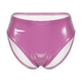 thumbnail image 3 of Alvivi Women's PU Leather Booty Shorts Low Rise Festival Dance Dance Bottoms Latex Briefs Panties Hot Pink S, 3 of 7