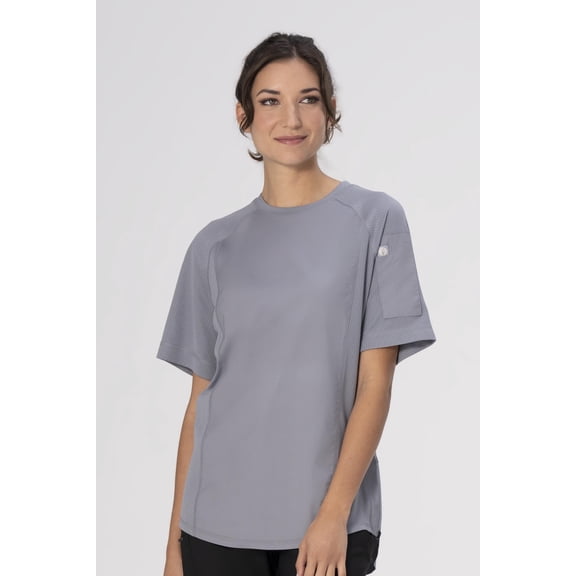 Chef Works Aryes Unisex Crew Shirt, Cool Vent Mesh Work Shirt with Side Hip Zipper, 4XL, Blue