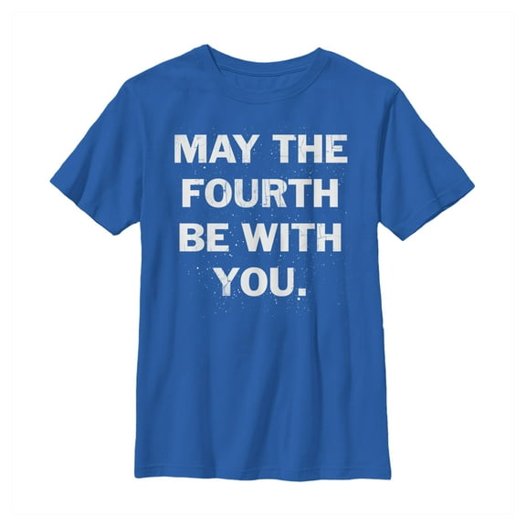 Boy's Star Wars May the Fourth Space  Graphic Tee Royal Blue Large