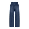thumbnail image 6 of Womens Loose Denim Trousers Baeitkot Womens Elastic Waist Wide Leg Jeans Casual Loose Denim Trousers with Side Pockets Dark Blue L, 6 of 9