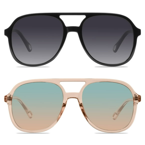 YDAOWKN Gafas de sol de aviador cuadradas retro para mujer y hombre, gafas de sol vintage de los años 70 con doble puente