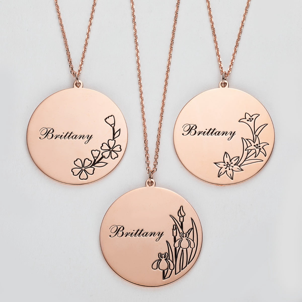 Personalized Planet Personalized Rhodium Gold Or Rose Gold Plated Engraved Name And Birth Flower Necklace Walmart Com Walmart Com