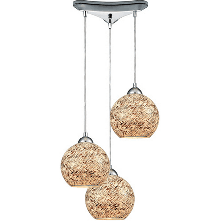 - Pendants 3 Light With Polished Chrome Finish Painted Crosshatch Mosaic Medium Base 10 inch 300 Watts - World of Lamp