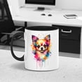 thumbnail image 4 of Watercolor Drip Chihuahua Pop Art Colorful Portrait Artwork 11oz Accent Two-tone Mug Dog Lover Gifts Idea Coffee Tea Cup - 01009, 4 of 5