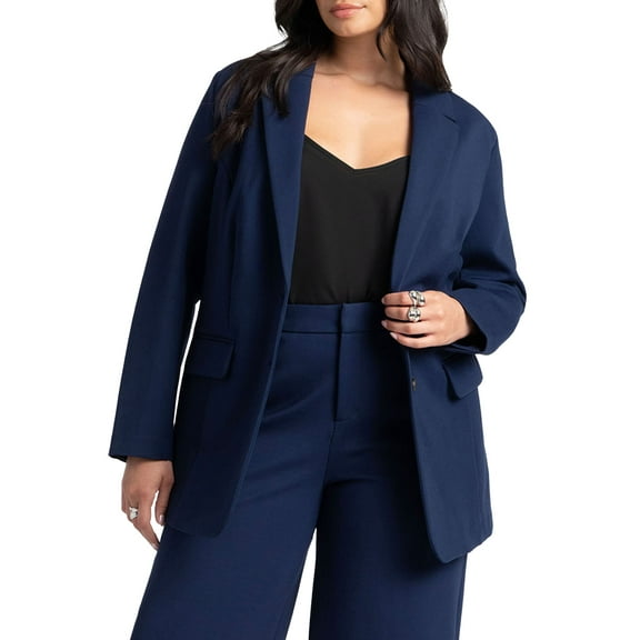 ELOQUII Women's Plus Size The Ultimate Stretch Long Two Button Blazer